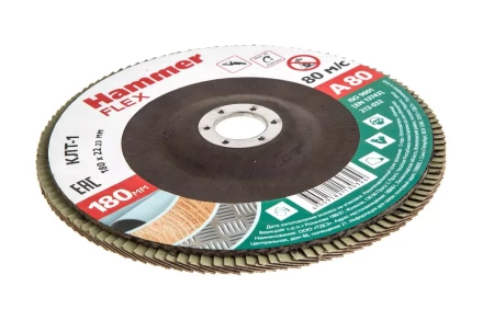 Круг Лепестковый Торцевой (КЛТ) HAMMER КЛТ 1 Ф180х22 Р80 213-032 купить в Надыме