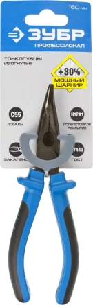 Тонкогубцы изогнутые ЗУБР эксцентриковое расположение шарнира, особостойкое спец. покрытие Н12Х1 (никель/хром), двухкомпонентные рукоятки, 160мм 2201-4-16_z01 купить в Надыме
