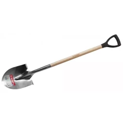 Лопата ЗУБР "ЭКСПЕРТ" штыковая садовая из нерж. стали, деревянный черенок из ясеня, пластиковая рукоятка, 290х210х1200мм 4-39430_z01