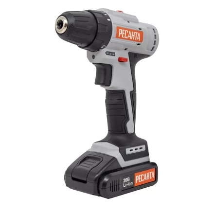 Дрель-шуруповерт аккумуляторная Ресанта ДА-20-2ЛК-Б (2,0 А/ч) (бесщеточный двигатель) 75/14/10 купить в Надыме