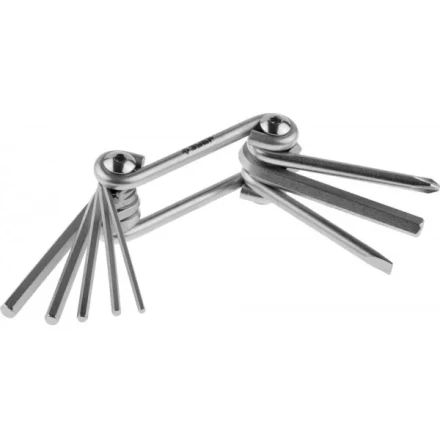 Набор ЗУБР Ключи "МАСТЕР" имбусовые складные, Cr-V сталь, сатинированное покрытие, HEX 2-6 мм, SL 5 мм, PH № 2, 8-в-1 27420-H8 купить в Надыме