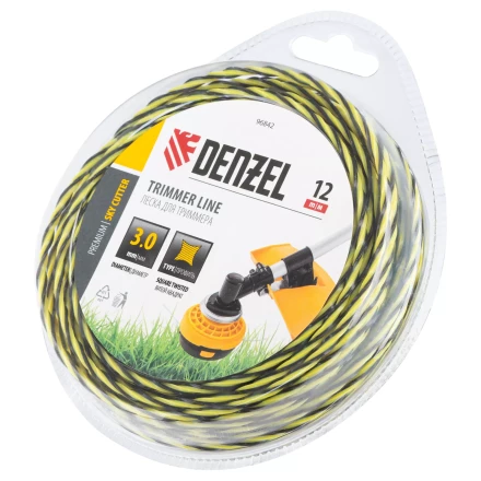 Леска для триммера двухкомпонентная витая квадратная, 3,0мм х 12м, блистер SkyCutter Denzel 96842 купить в Надыме