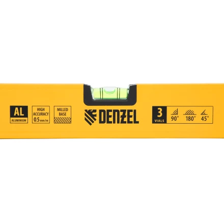 Уровень алюминиевый Denzel, магнит, фрезерованный, 3 глазка (1 зеркал.), 0,5 мм/м, 1000 мм, 33693 купить в Надыме