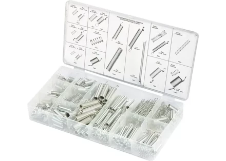 Набор пружин 5,5х17, 5,5х35, 6,5х10, 7х12,5, 7х19, 9х35, 9,5х16, 9,5х19 мм 200 предметов СИБРТЕХ 47602 купить в Надыме