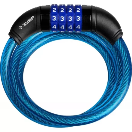 Замок ЗУБР "ПРОФЕССИОНАЛ", тросовый, кодовый, с изменяемым кодом, длина троса - 950мм, d 10мм 37262-95_z01 купить в Надыме