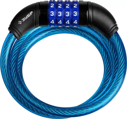 Замок ЗУБР "ПРОФЕССИОНАЛ", тросовый, кодовый, с изменяемым кодом, длина троса - 950мм, d 10мм 37262-95_z01 купить в Надыме