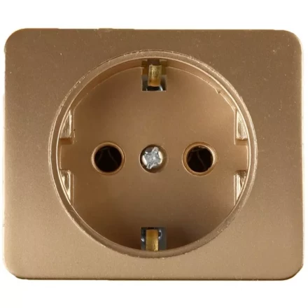 Розетка СВЕТОЗАР "ГАММА" с заземлением, одинарная, без вставки и рамки, цвет золотой металлик, 16А/~250В SV-54105-GM купить в Надыме