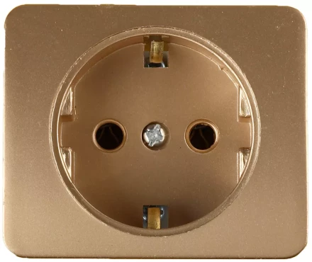 Розетка СВЕТОЗАР "ГАММА" с заземлением, одинарная, без вставки и рамки, цвет золотой металлик, 16А/~250В SV-54105-GM купить в Надыме