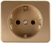 Розетка СВЕТОЗАР "ГАММА" с заземлением, одинарная, без вставки и рамки, цвет золотой металлик, 16А/~250В SV-54105-GM купить в Надыме