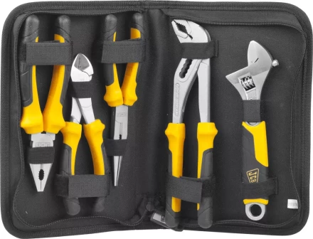 Набор JCB: Губцевый инструмент, хромированное покрытие, двухкомпонентные рукоятки, CrV cталь, 5 предм, чехол JPL017 купить в Надыме