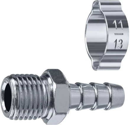 ЗУБР штуцер елочка, 8 мм - 1/4M, переходник с обжимным хомутом, Профессионал (64924-1/4-08) купить в Надыме