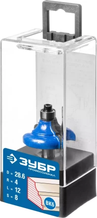 ЗУБР 28.6 x 12 мм, радиус 4 мм, фреза кромочная калевочная №2, Профессионал (28704-28.6) купить в Надыме