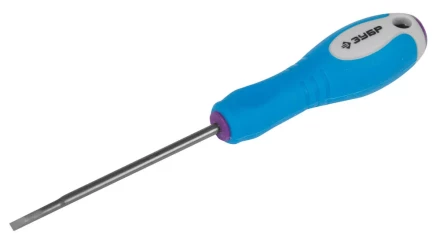 Отвертка ЗУБР, Cr-V сталь, трехкомпонентная рукоятка, цветовая индикация типа шлица, SL, 2,5x63мм 25251-2.5-063 купить в Надыме