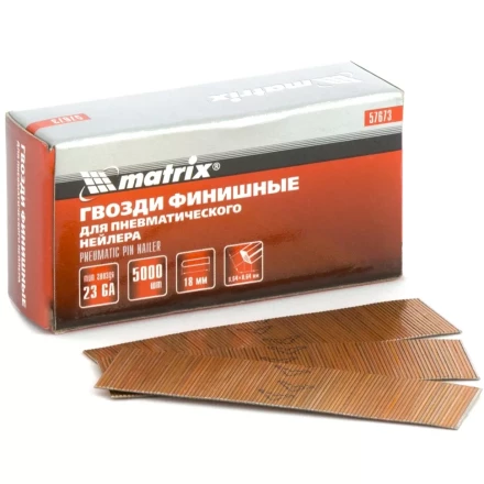 Гвозди финишные шпильки 23GA для пн. нейлера финишного диам. 0,64 мм длина -18 мм,5000 шт MATRIX 57673 купить в Надыме
