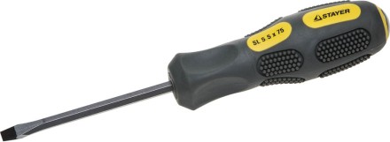 Отвертка STAYER &quot;PROFESSIONAL&quot; &quot;MAX-GRIP&quot; ударная, двухкомпонентная рукоятка, магнит наконечник, Cr-V, SL 5,5x75мм 25823-05-075 G купить в Надыме