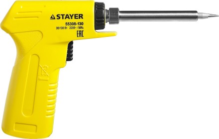Паяльник с пистолетной пластмассовой рукояткой, STAYER &quot;PROFI&quot; PROTerm, 55308-130, 30 - 130 Вт, с керамическим нагревательным элементом 55308-130 купить в Надыме