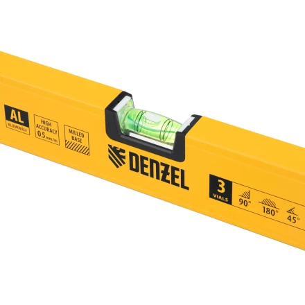 Уровень алюминиевый Denzel 33694, магнит, фрезерованный, 3 глазка (1 зеркал.), 0,5 мм/м, 1200 мм купить в Надыме