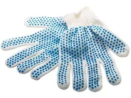 Перчатки х/б, ПВХ "точка" 3-х нитка, 5 пар в упаковке  Россия 67718 купить в Надыме