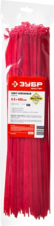Хомуты нейлоновые ЗУБР "МАСТЕР" красные, 4,8 мм x 400 мм, 100 шт 309040-48-400 купить в Надыме