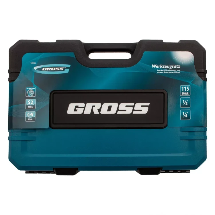 Набор инструментов 115 предметов, 120 зубьев, CrV, 1/4", 1/2" Gross 14152 купить в Надыме