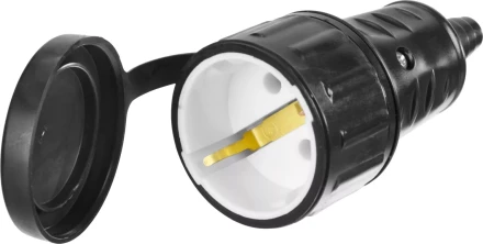 Розетка СИБИН электрическая ударопрочная, с заземлением, 16А/220В, IP44, черная 55186-B купить в Надыме