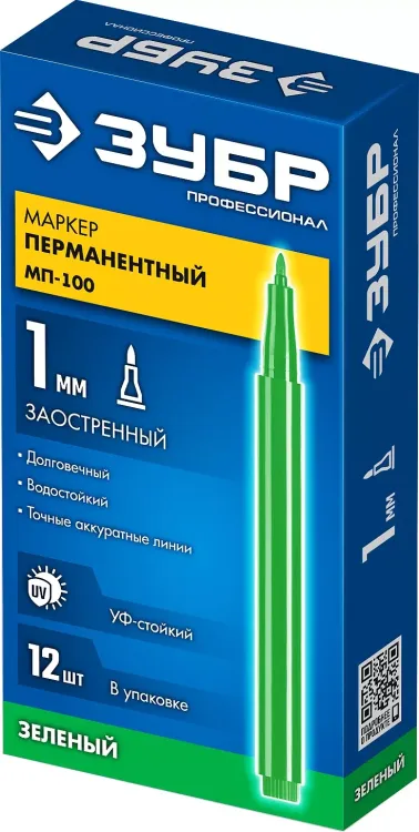 ЗУБР МП-100 зеленый, 1 мм перманентный маркер (06320-4) купить в Надыме