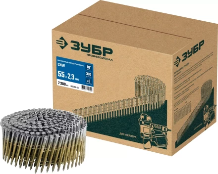 ЗУБР CNW 55 х 2.3 мм, барабанные гвозди рифленые, 7200 шт (305382-55) купить в Надыме