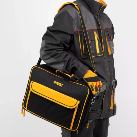 Сумка для инструмента, 400х170х300 мм, 3 отделения, 28 карманов, наплечный ремень// Denzel 90295 купить в Надыме