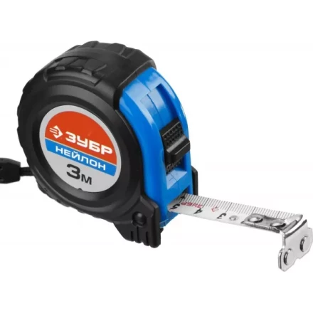 Рулетка ЗУБР "НЕЙЛОН", нейлоновое покрытие, упрочненное полотно, ударопрочный обрезиненный корпус, 3м/16мм 34056-03-16_z01 купить в Надыме