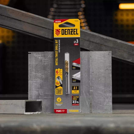 Сверло спиральное по металлу Denzel 3 x 61мм, Р6М5, Golden Tip, многогранная заточка, 2шт., 718268 купить в Надыме