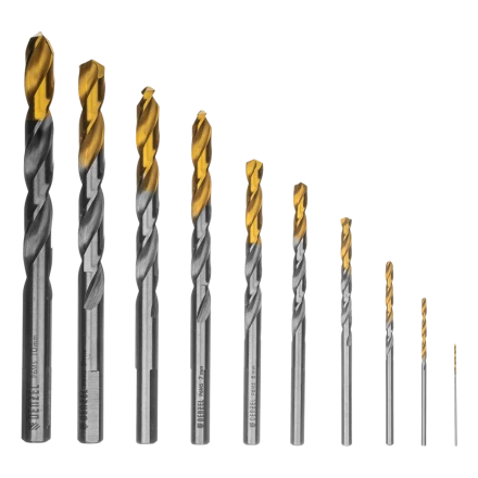Набор сверл по металлу Denzel 723001, 1-10 мм, Р6М5-TiN, Golden Tip, 10 шт купить в Надыме
