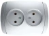 Розетка СВЕТОЗАР "АКЦЕНТ" двойная в сборе, без заземления, цвет серебристый металлик, 16А/~250В SV-54202-SM купить в Надыме