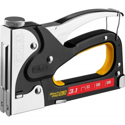Степлер для скоб &quot;BlackPro 53&quot; 3-в-1: тип 53 (4-14 мм) / 300 (10-14 мм) / 500 (14 мм), STAYER Professional 31507 купить в Надыме