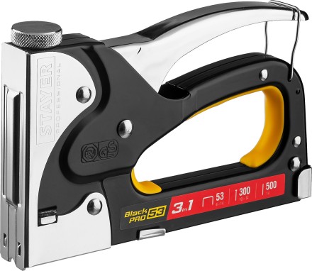 Степлер для скоб &quot;BlackPro 53&quot; 3-в-1: тип 53 (4-14 мм) / 300 (10-14 мм) / 500 (14 мм), STAYER Professional 31507 купить в Надыме