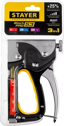 Степлер для скоб "BlackPro 53" 3-в-1: тип 53 (4-14 мм) / 300 (10-14 мм) / 500 (14 мм), STAYER Professional 31507 купить в Надыме