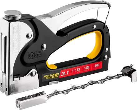 Степлер для скоб "BlackPro 53" 3-в-1: тип 53 (4-14 мм) / 300 (10-14 мм) / 500 (14 мм), STAYER Professional 31507 купить в Надыме