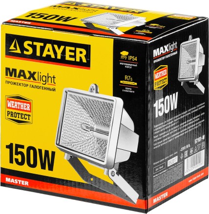 Прожектор STAYER &quot;MASTER&quot; MAXLight галогенный, с дугой крепления под установку, белый, 150Вт 57101-W купить в Надыме