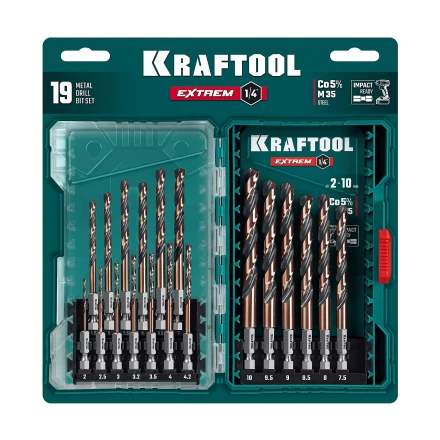 Набор сверл по металлу, хвостовик НЕХ-1/4, сталь М35-Со5% 29652-H19 купить в Надыме