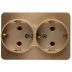 Розетка СВЕТОЗАР "ГАММА" с заземлением, двойная, без вставки и рамки, цвет золотой металлик, 16А/~250В SV-54107-GM купить в Надыме