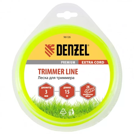 Леска для триммера двухкомпонентная квадрат 3,0 мм 15 м Extra cord Denzel 96126 купить в Надыме