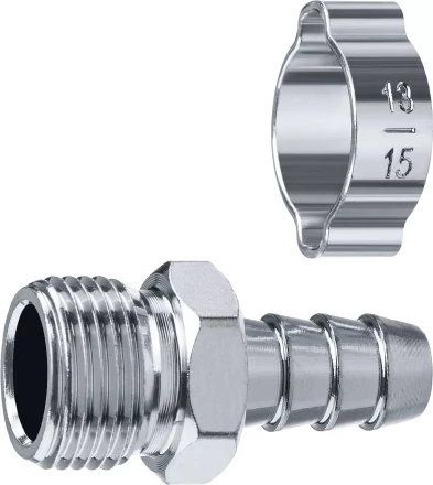 ЗУБР штуцер елочка, 10 мм - 3/8M, переходник с обжимным хомутом, Профессионал (64924-3/8-10) купить в Надыме
