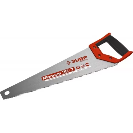 Ножовка универсальная (пила) ЗУБР МОЛНИЯ-3D 450 мм, 7TPI, 3D зуб, точный рез вдоль и поперек волокон, для средних заготовок из всех видов материалов 15077-45 купить в Надыме