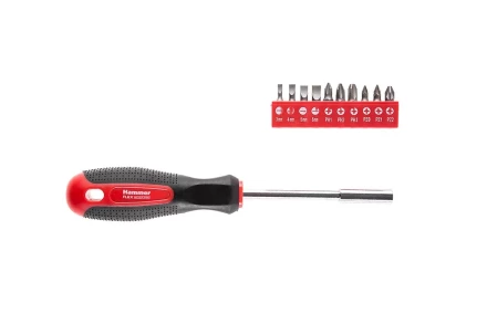 Отвертка HAMMER 601-036 с набором бит 11 предметов купить в Надыме
