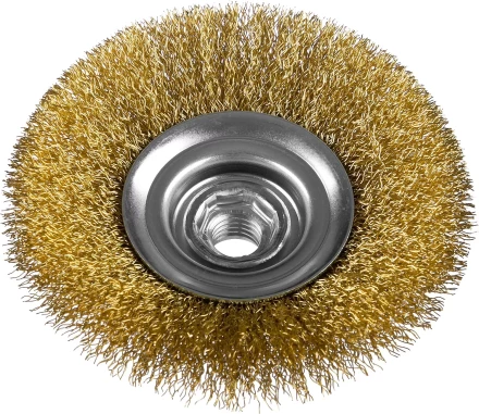 ЗУБР "ПРОФЕССИОНАЛ". Щетка коническая для УШМ, витая латунированная стальная проволока 0,3мм, 125ммхМ14 35267-125_z02 купить в Надыме