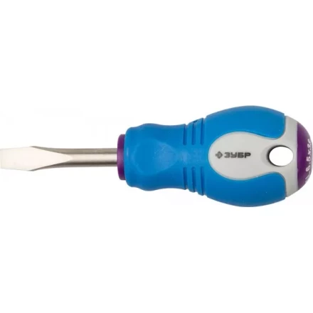 Отвертка ЗУБР, Cr-V сталь, трехкомпонентная рукоятка, цветовая индикация типа шлица, SL, 6,5x38мм 25251-6.5-038 купить в Надыме