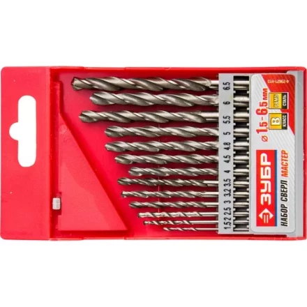 Набор ЗУБР "МАСТЕР": Свёрла по металлу, цилиндрический хвостовик, быстрорежущая сталь Р6М5, 1,5-6,5мм, 13шт 4-29621-H13 купить в Надыме