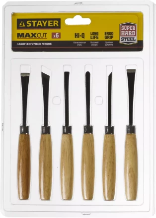 Набор STAYER: Резцы фигурные, с деревянной ручкой, 6шт 1832-H6 купить в Надыме