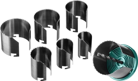 Пила сегментная наборная KRAFTOOL по дереву, 7 полотен: 25-32-38-45-50-56-62х42 мм 29580-H7-42 купить в Надыме