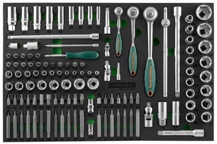 Набор головок торцевых 1/4" 3/8" 1/2"DR 81предмет вставок бит-40предметов EVAложемент Jonnesway S04H45121SV 49275 купить в Надыме