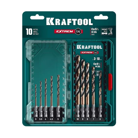 Набор сверл по металлу, хвостовик НЕХ-1/4, сталь М35-Со5% 29652-H10 купить в Надыме